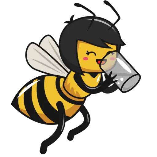 cartoon bee drinking