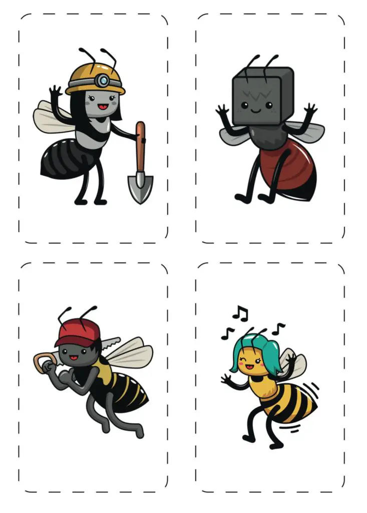 Alphabet Flashcards - Cartoon Bees